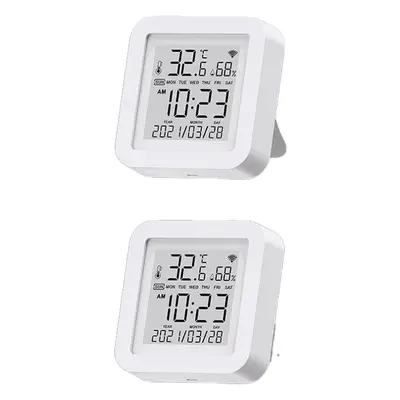 (2 Pcs) WIFI Wireless Temperature And Humidity Sensor Indoor Smart Digital Display Electronic Th