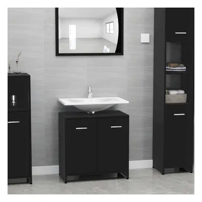 vidaXL Bathroom Cabinet Black Chipboard Washroom Cupboard Under Basin Unit