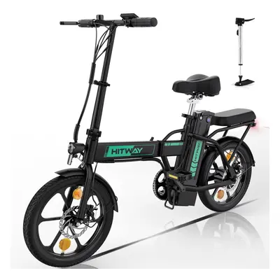 (Black) Hitway Electric Bike BK5S - 16Inch Foldable City E Bike with 10.4Ah Removable Battery