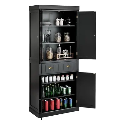 Large Pantry Cabinet Freestanding Kitchen Accent Storage Cabinet Black