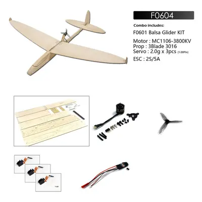 (Kit+Motor+Prop+Servo+ESC) 620mm Wingspan Balsa Wood RC Airplane Glider KIT/PNP