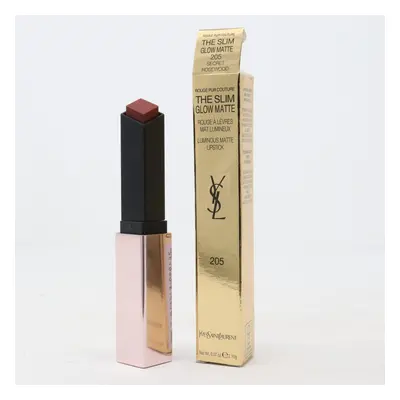 (205 Secret Rosewood) Yves Saint Laurent Rouge Pur Couture The Slim Glow Matte 0.07oz New With B