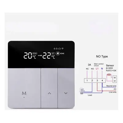 (Water Heating 3A) Smart Thermostat Sliver Electric Heating Temperature Controller APP Real Time