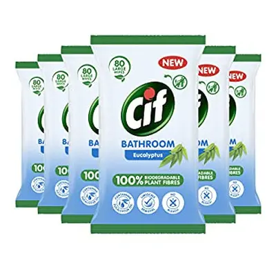 Cif Bathroom Eucalyptus Wipes (6 pack x Sheets) Antibacterial Wipes Cleaning Bundle