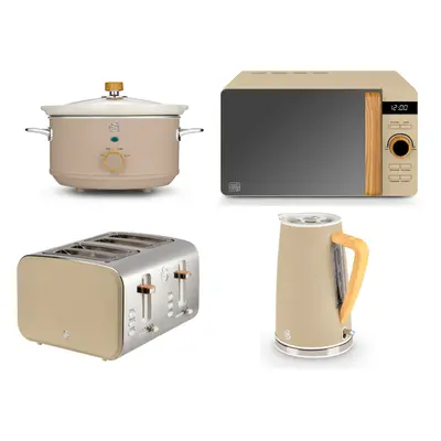 Swan Nordic Kettle Toaster Microwave Slow Cooker Matching Set Oatmeal