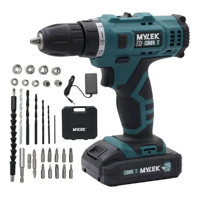 MYLEK 21V Compakt Cordless Drill & 29pc Accessory Kit