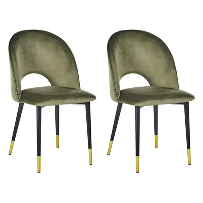 Set of Dining Chairs MAGALIA Velvet Olive Green