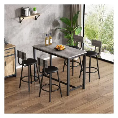 Industrial Bar Table Set with Chairs, Modern Minimalist Style