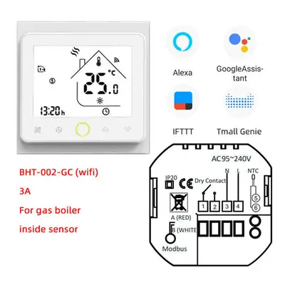 (GCLWWifi-White) Wifi Smart Thermostat 3A Temperature Controller APP Remote Control for Water/Ga