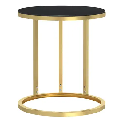 (gold and black) vidaXL Side Table Marble Home Indoor Furniture Tempered Glass Multi Colours