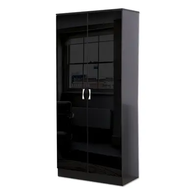 (Black) High Gloss Door Double Wardrobe