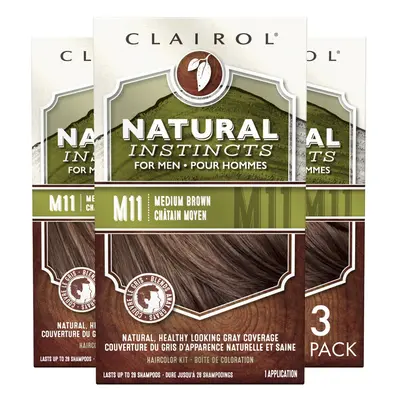 Clairol Natural Instincts SemiPermanent Hair Dye for Men M11 Medium Brown Hair Color Pack of