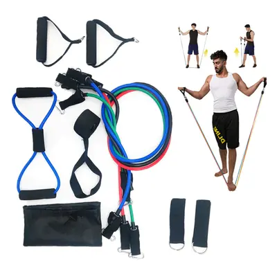 11PCS Home Workout Resistance Bands Set with Door Anchor Handles and Ankle Straps Muscle Trainin