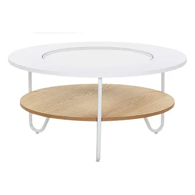 Coffee Table with Shelf White with Light Wood CHICO