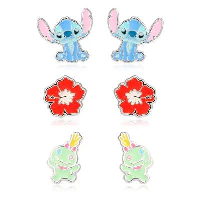 Disney Lilo and Stitch Experiment Silver Plated Stud Earring Set