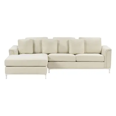 Right Hand Fabric Corner Sofa Beige OSLO