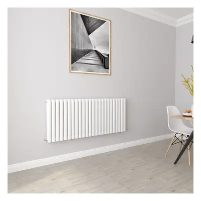 (Double 600x1416mm, White) Designer Oval Column Radiator Central Heating