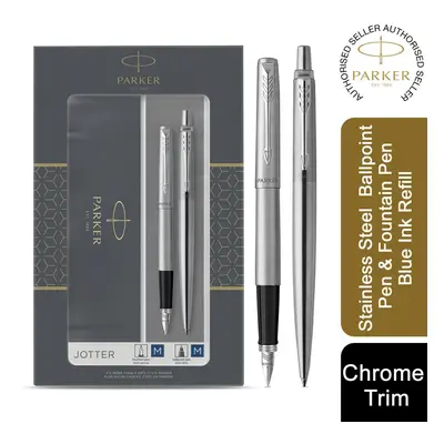 Parker Jotter Ballpoint Pen & Fountain Pen Duo Gift Set Blue Ink