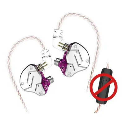 (Purple, Without-Microphone) Dynamic Balanced Armature Driver Earphone Noise Cancelling 3.5mm Wi