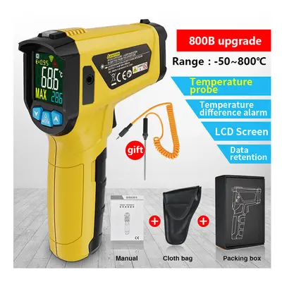 (800B) -50~800 LCD Color Display Non-Contact Infrared Thermometer High Temperature Infrared Lase