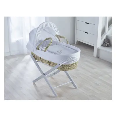 White Sleepy Sheep Palm Moses Basket with Folding Stand - Opal Grey