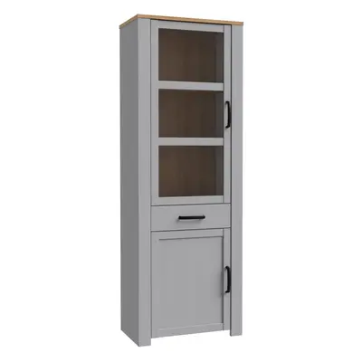 Bohol Narrow Display Cabinet in Riviera Oak/Grey Oak