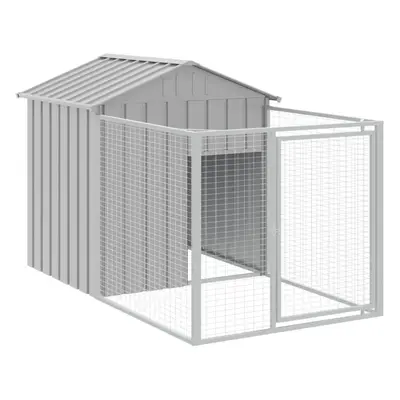 (light grey, x x cm) vidaXL Dog House with Run Dog Cage Pet Kennel Dog Kennel Galvanised Steel