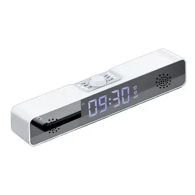 (White) Subwoofer Alarm Clock Super Bass Speakers Hi-Fi USB Wireless Bluetooth Computer Desktop 