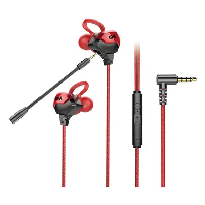 (Black & Red) Wired Earphone Stereo Noise Reduction Dynamic In-ear Earbuds 3.5mm Gaming Headset 