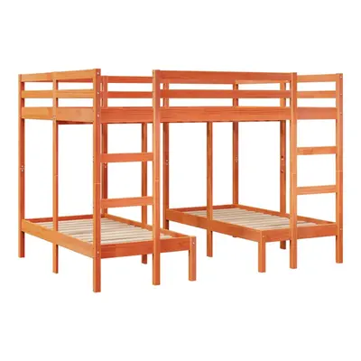 (wax brown, x 200/70 x cm) vidaXL Triple Bunk Bed Frame Kids Bed Base Mattress Foundation Solid 