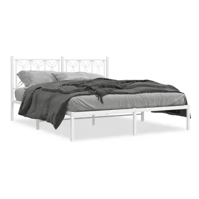 (white, x cm/ with headboard) vidaXL Metal Bed Frame with Headboard Home Bed Base Bedstead