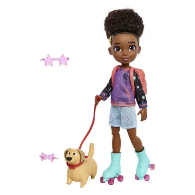 Mattel Karmas World Roller Skating Mattel Karma Doll with Dog Figure