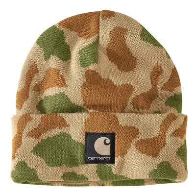 Carhartt Men's Knit Camo Beanie Dark Khaki Duck Camo2