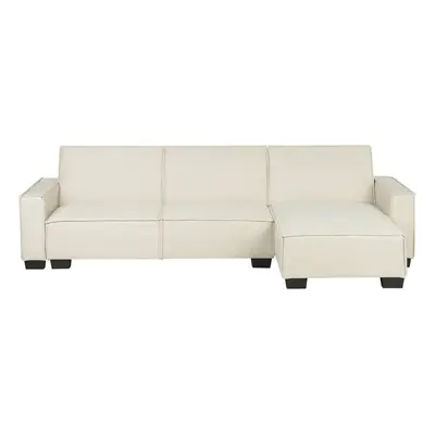 Corner Sofa ROMEDAL Beige Fabric Left Hand