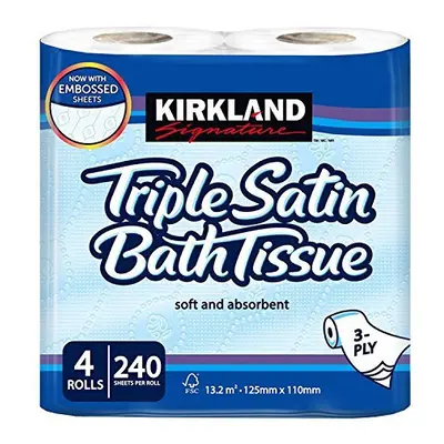 Kirkland Signature Soft and Absorbent Triple Satin Premium Bath Toilet Tissue Paper, Rolls Packs