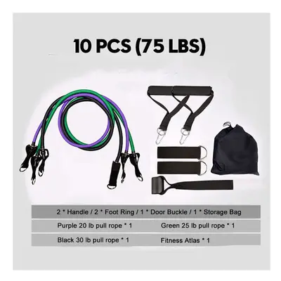 (B) 10-16Pcs/Set Resistance Bands Yoga Rubber Tubes Home Fitness Pull Rope Gym Exercise Tool