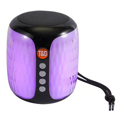 (Black) Portable Speaker Bluetooth 5.0 Wireless Speaker Cylindrical Luminous Lantern Speaker Wat