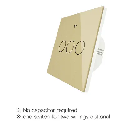 (3 Gang Gold) EU Wall Touch 250V 50/60Hz Smart Light Switch for Neutral Wire/No Neutral Wire No 