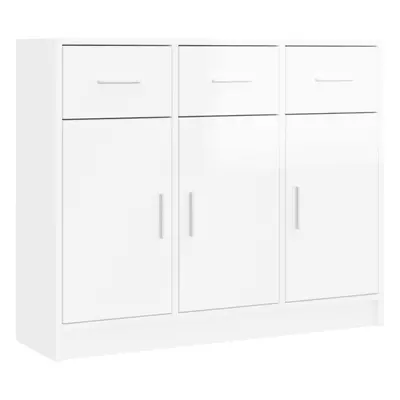 vidaXL Sideboard Storage Cabinet Cupboard High Gloss White Engineered Wood