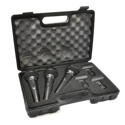 3 Pack of Dynamic Vocal Microphones & Mic Stand Clips with Travel Case