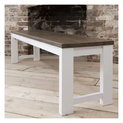 (Hever Bench in White and Dark Pine) Hever Dining Bench