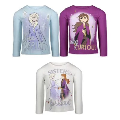 Disney Frozen Elsa Princess Anna Little Girls Pack Long Sleeve T-Shi