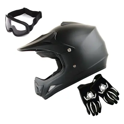 WOW Youth Kids Motocross Helmet BMX MX ATV Dirt Bike Helmet Matt Black