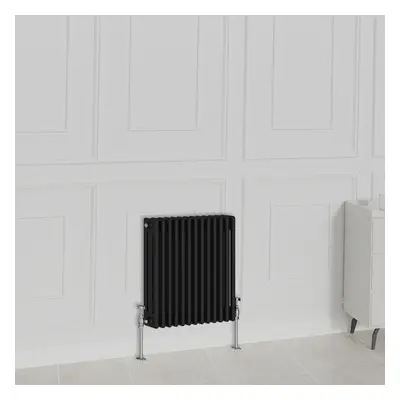 (600x605mm-3 Column, Black) NRG Traditional Radiator Horizontal Vertical Cast Iron Style Double 