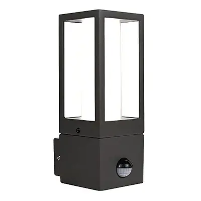 Azurar Exterior Decorative GU10 Lantern with PIR Motion Sensor, IP44 Rated, Slate Grey