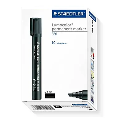 Staedtler Lumocolor Permanent Marker Chisel Tip - Black (Pack of 10)