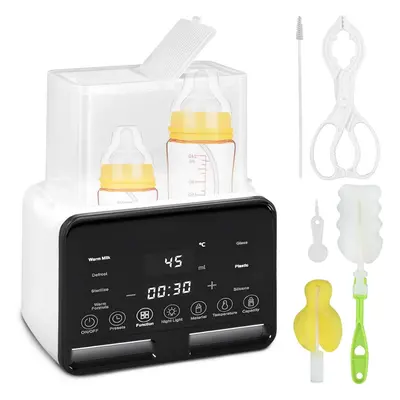 Baby Bottle Warmer, in Dual Bottle Sterilizer with LCD Display, Preset Warming and Defrost Bottl