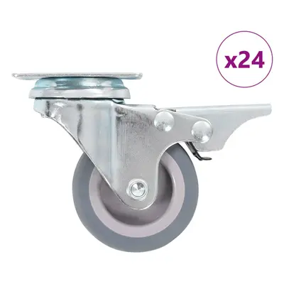 (24 pcs) vidaXL Swivel Casters with Double Brakes Furniture Casters Trolley Caster