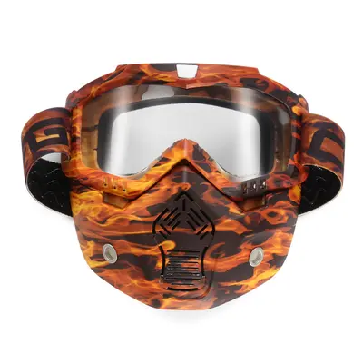 (Clear) Detachable Modular Mask Shield Goggles Full Face Protect For Motorcycle Helmet