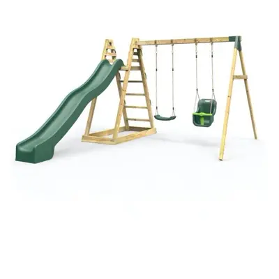 (Cora Linn) Rebo Wooden Pyramid Activity Frame with Swings and 8.7ft Water Slide